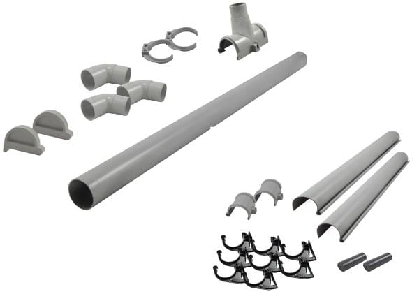 Karibu graue PVC-Dachrinne für Flachdach bis 555 cm Set P