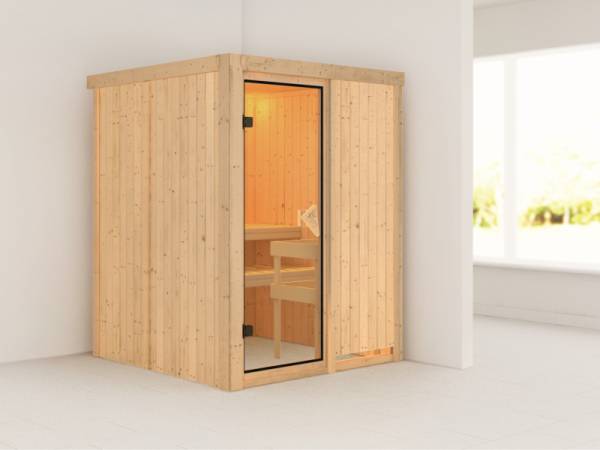 Minja - Karibu Sauna Plug & Play ohne Ofen - ohne Dachkranz -