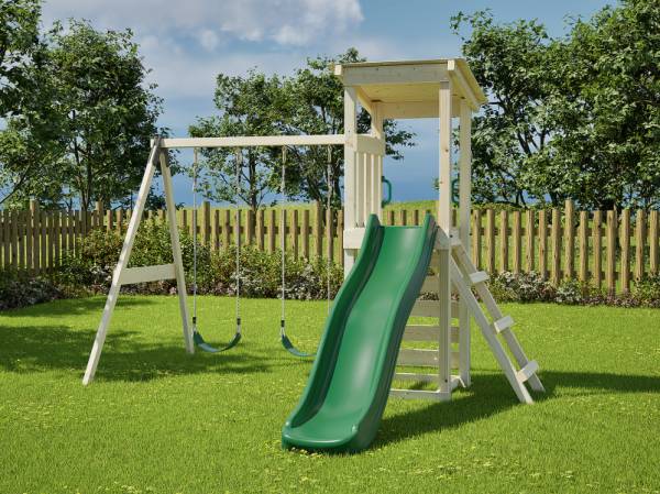 Weka Kinderspielturm Neapel inkl. Rutsche, Kletterwand und Doppelschaukel