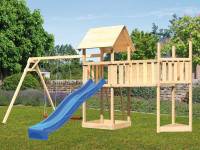Akubi Spielturm Lotti Satteldach + Schiffsanbau oben + Doppelschaukel + Anbauplattform XL + Rutsche