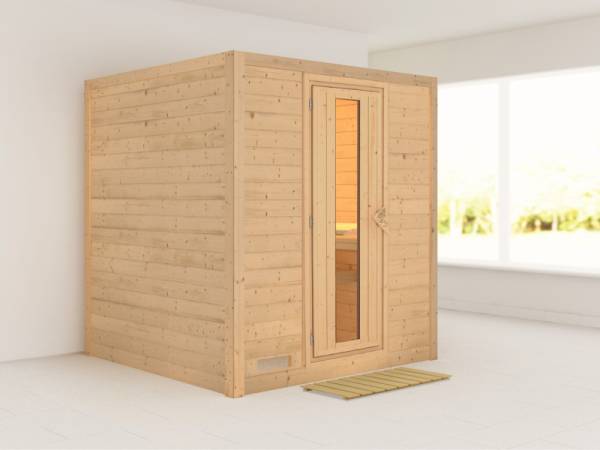 Karibu Sauna Mojave ohne Ofen, ohne Dachkranz, mit energiesparender Saunatür Karibu Sauna Mojave ohne Ofen, ohne Dachkranz, mit energiesparender Saunatür