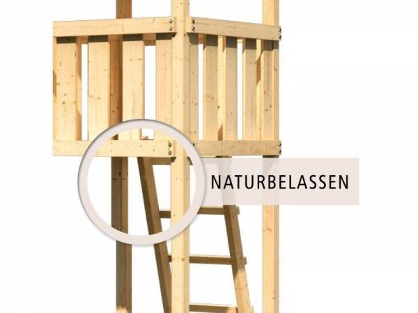 Akubi Spielturm Lotti natur- Anbauplattform- Doppelschaukel inkl. Klettergerüst- Rutsche blau