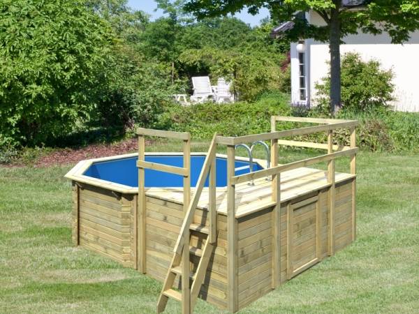 Karibu Pool Modell 1 Variante D, mit Terrasse im Set inkl. Filteranlage und Skimmer