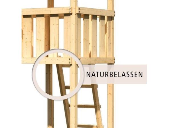 Akubi Spielturm Lotti natur mit Anbauplattform XL, Einzelschaukel und Rutsche grün