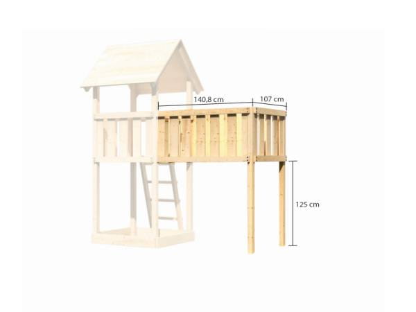 Akubi Spielturm Danny Satteldach + Rutsche grün + Doppelschaukelanbau Klettergerüst + Anbauplattform