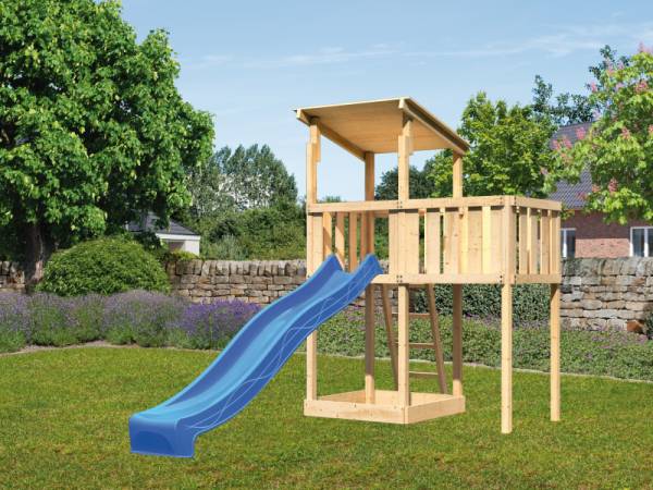 Karibu Spielturm Anna + Rutsche blau + Anbauplattform Karibu Spielturm Anna + Rutsche blau + Anbauplattform