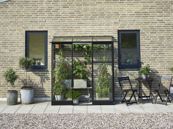 Halls Gewächshaus Qube Lean-to 26 Schwarz Sicherheitsglas