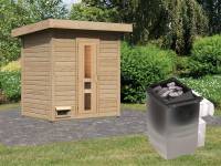 Karibu Saunahaus Hytti 1  38 mm - inkl. 9 kW Ofen integr. Steuerung - mit Energiespartür und Fußboden
