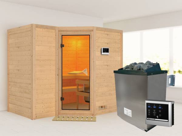 Sahib 2 - Karibu Sauna inkl. 9-kW-Ofen - ohne Dachkranz -