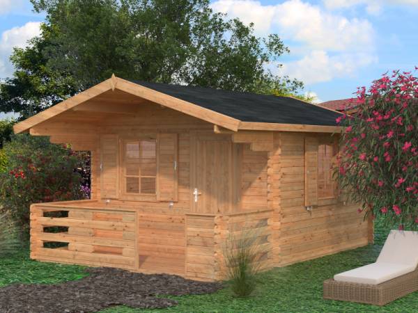 Palmako Blockbohlenhaus Emma 14,2 34 mm braune Tauchgrundierung