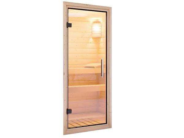 Karibu Saunatür Classic klarglas für 38 / 40 mm Wandstärke