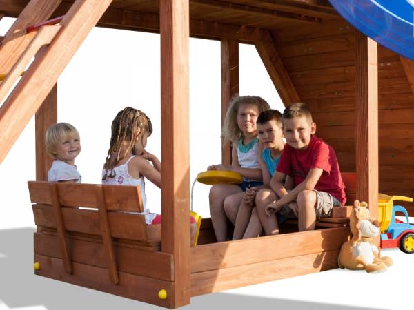 BEACH Module (Sandkasten mit Sitzmöglichkeit, umbaubar zur Abdeckung für MyHouse, Myside, MySpace) / NADELHOLZ teak impr.