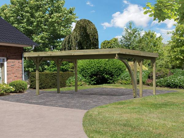 Karibu Carport Classic Doppel 1 mit 1 Einfahrtsbogen kdi