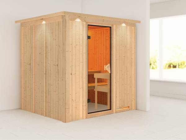 Sodin - Karibu Sauna ohne Ofen - mit Dachkranz - Sodin - Karibu Sauna ohne Ofen - mit Dachkranz -