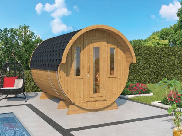 Wolff Finnhaus Saunafass 330 de luxe Thermoholz montiert DS schwarz Wolff Finnhaus Saunafass 330 de luxe Thermoholz montiert DS schwarz