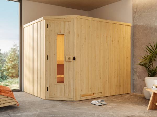 Weka Elementsauna Varberg 4, inkl. 9 kW Ofen digitale Steuerung (OS), isolierte Holztür