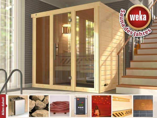 Weka Massivholzsauna Kemi 2 Panorama inkl. 7,5 kW Ofen und Farblicht Weka Massivholzsauna Kemi 2 Panorama inkl. 7,5 kW Ofen und Farblicht