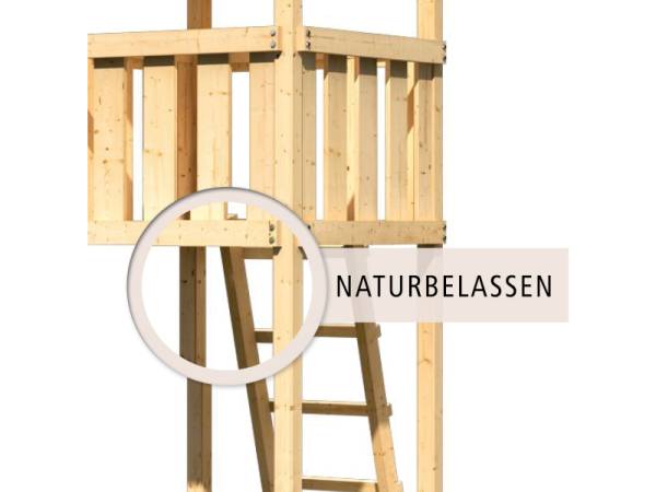 Akubi Spielturm Anna + Rutsche grün + Doppelschaukelanbau Klettergerüst + Anbauplattform XL + Klette