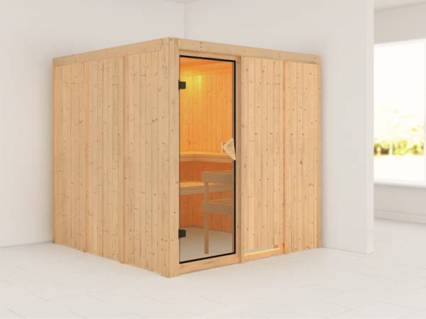 Rodin - Karibu Sauna ohne Ofen - ohne Dachkranz - Rodin - Karibu Sauna ohne Ofen - ohne Dachkranz -