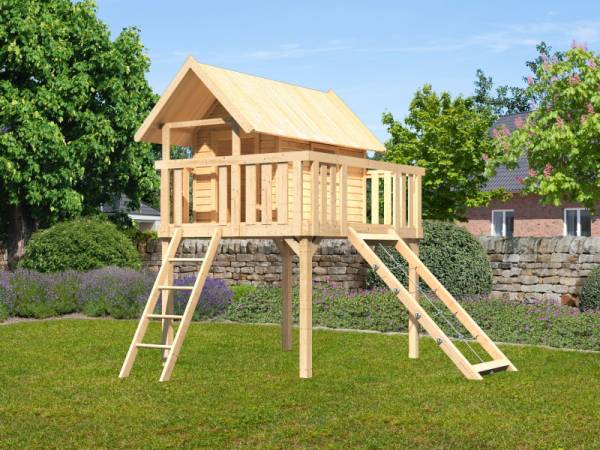 Karibu Stelzenhaus Fidel naturbelassen + Netzrampe