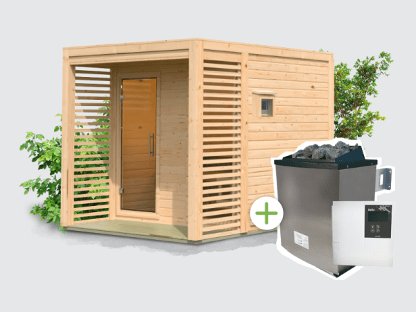 Osb smart choice Saunahaus Patio 2, 38 mm naturbelassen -inkl. 9 kW Ofen ext. Steuerung-, inkl. Dacheindeckung und Fußboden Osb smart choice Saunahaus Patio 2, 38 mm naturbelassen -inkl. 9 kW Ofen ext. Steuerung-, inkl. Dacheindeckung und Fußboden