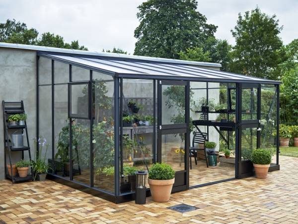 Juliana Gewächshaus Veranda 12.9 Anthrazit pulverbeschichtet, 3mm Sicherheitsglas