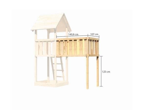 Akubi Spielturm Danny Satteldach + Doppelschaukelanbau Klettergerüst + Anbauplattform XL + Kletterwa