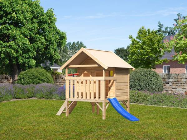 Akubi Spielhaus Mini Sparset mit blauer Rutsche Akubi Spielhaus Mini Sparset mit blauer Rutsche