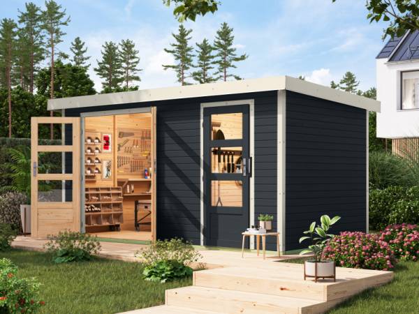 Karibu Hybrid Gartenhaus Merkur 1 C anthrazit/weiß Karibu Hybrid Gartenhaus Merkur 1 C anthrazit/weiß