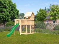 Akubi Stelzenhaus Frieda + Rutsche grün + Anbauplattform XL + Kletterwand