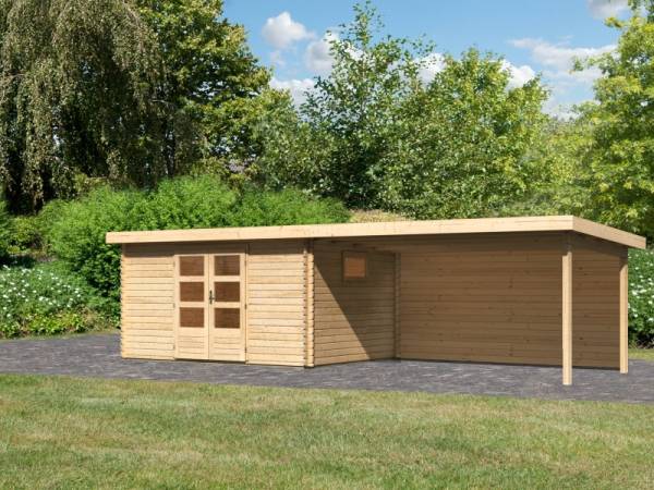 Karibu Gartenhaus Trittau 5 inkl. Anbaudach 4,4 m mit Rückwand