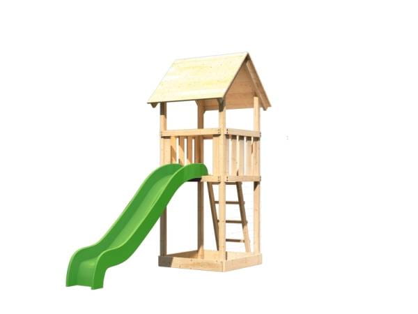 Akubi Spielturm Lotti Set mit Wellenrutsche in grün
