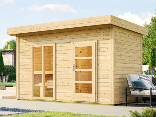 Weka Saunahaus Farsund, inkl. 9 kW Bioofen digitale Steuerung (BioS), mit Vorraum und Fenster Weka Saunahaus Farsund, inkl. 9 kW Bioofen digitale Steuerung (BioS), mit Vorraum und Fenster