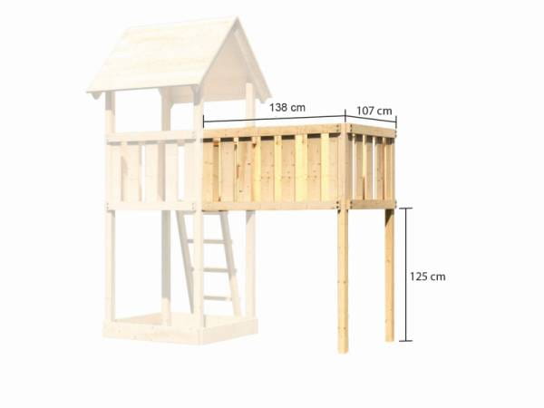 Akubi Spielturm Lotti Satteldach + Schiffsanbau oben + Einzelschaukel + Anbauplattform XL + Kletterw