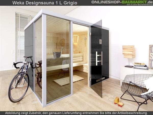 Weka Wellnissage Premium Designsauna 1L Grigio ohne Ofen inkl. Montage Weka Wellnissage Premium Designsauna 1L Grigio ohne Ofen inkl. Montage