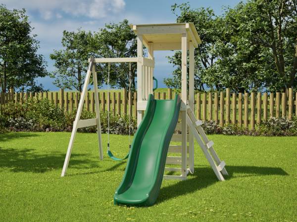 Weka Kinderspielturm Lyon inkl. Rutsche, Kletterwand und Einzelschaukel