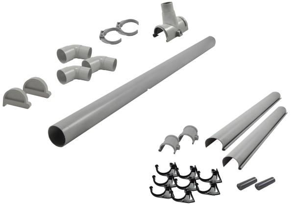 Karibu graue PVC-Dachrinne für Flachdach bis 525 cm Set O