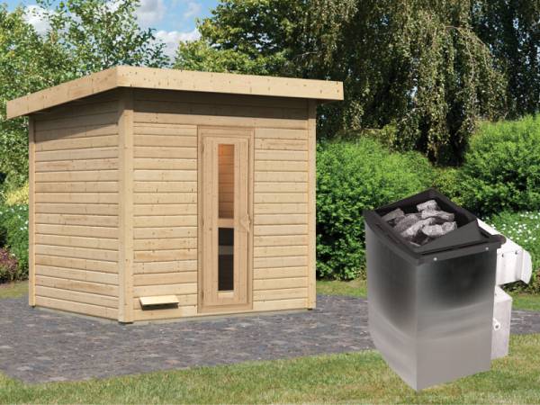 Karibu Saunahaus Hytti 3  38 mm - inkl. 9 kW Ofen integr. Steuerung - inkl. Energiespartür und Fußboden