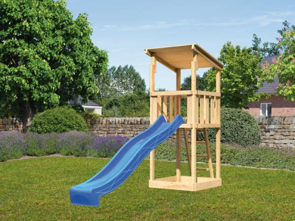Karibu Spielturm Anna + Rutsche blau