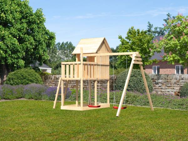 Karibu Stelzenhaus Frieda + Doppelschaukel Karibu Stelzenhaus Frieda + Doppelschaukel