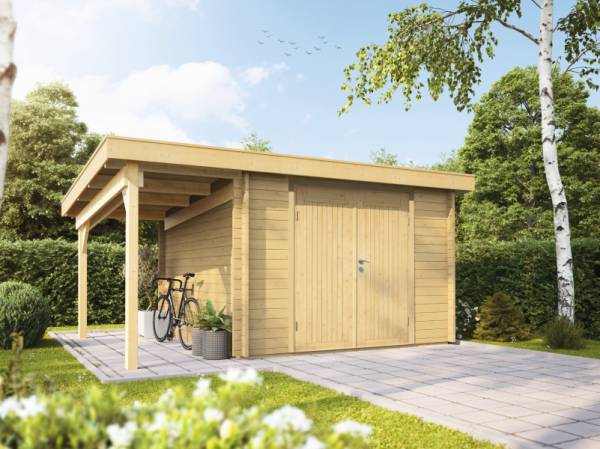 Wolff Finnhaus Pulti 34-B Typ 1 mit SD A und Vollholz-Tür naturbelassen