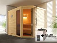 Weka Design-Sauna CUBILIS Gr. 3 Sparset 7,5 kW OS inkl. digitaler Steuerung, Glastür, Fenster und Montage