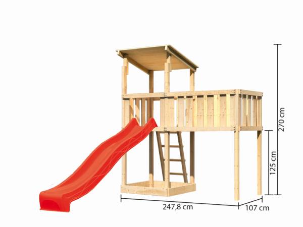 Akubi Spielturm Anna + Rutsche rot + Anbauplattform XL