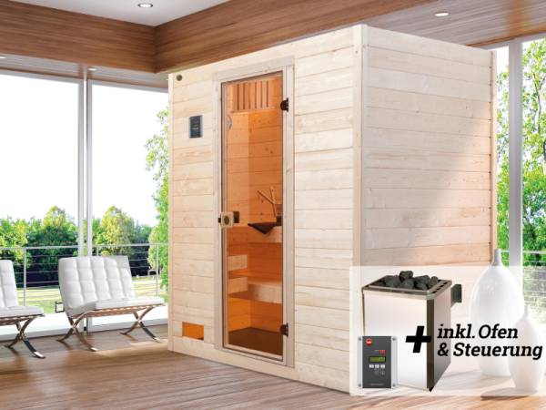 Weka Sauna VALIDA Gr. 2, im Set 4,5 kW OS inkl. digitaler Steuerung, Glastür