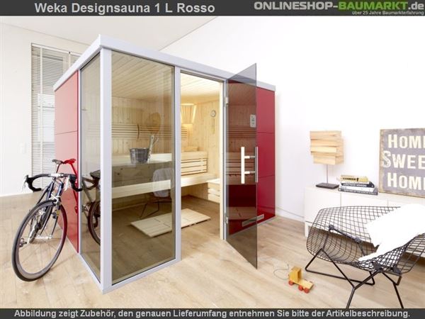 Weka Wellnissage Premium Designsauna 1L Rosso ohne Ofen inkl. Montage Weka Wellnissage Premium Designsauna 1L Rosso ohne Ofen inkl. Montage