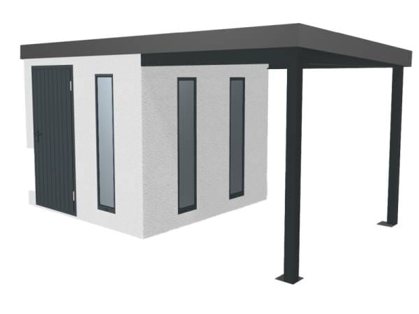 Urban One Gerätehaus Basic Typ 7, 490x298 cm, inkl. Überdachung rechts 2 m