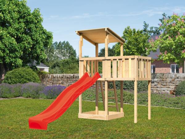 Karibu Spielturm Anna + Rutsche rot + Anbauplattform Karibu Spielturm Anna + Rutsche rot + Anbauplattform