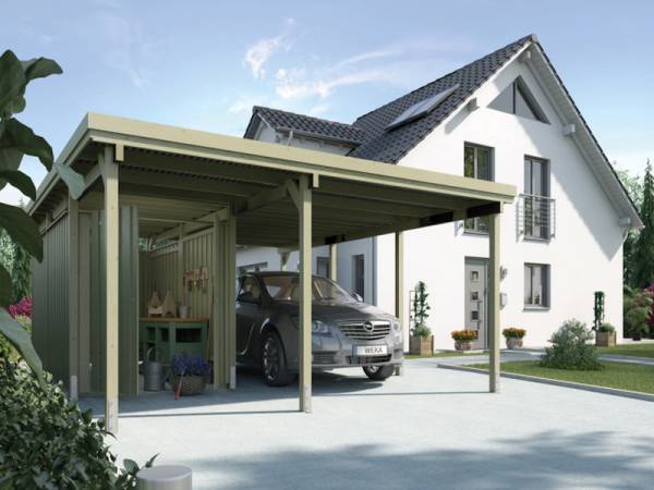 Weka Carport 607 Größe 2 kdi Carport mit XL-Geräteraum Weka Carport 607 Größe 2 kdi Carport mit XL-Geräteraum