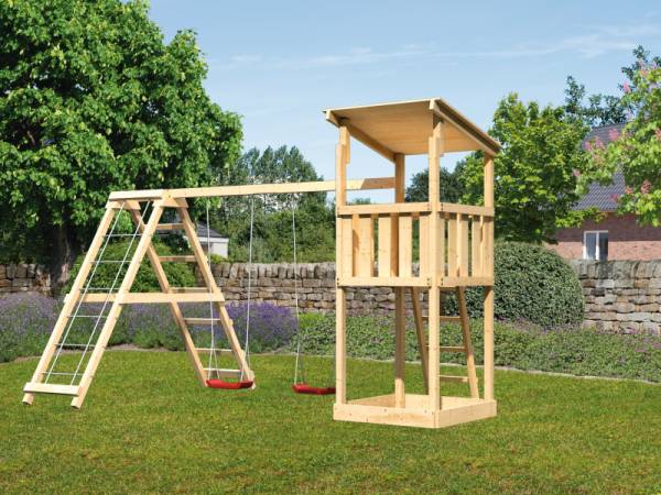 Karibu Spielturm Anna + Doppelschaukelanbau Klettergerüst Karibu Spielturm Anna + Doppelschaukelanbau Klettergerüst