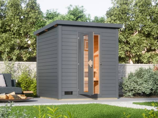 Karibu Saunahaus Hytti 2  38 mm - inkl. 9 kW Ofen integr. Steuerung - mit Energiespartür und Fußboden